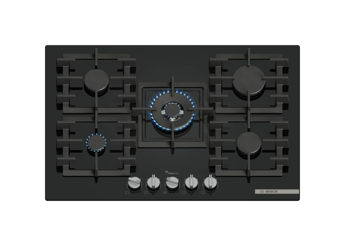 Bosch PPQ7A6I40 6 Piano cottura a gas cm. 75 - vetro temperato nero