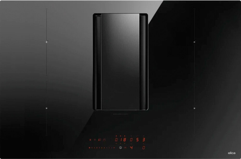 Elica NIKOLATESLA ALPHA BL/F/78 Suit Collection Piano cottura induzione con cappa integrata filtrante cm. 80 - vetro nero