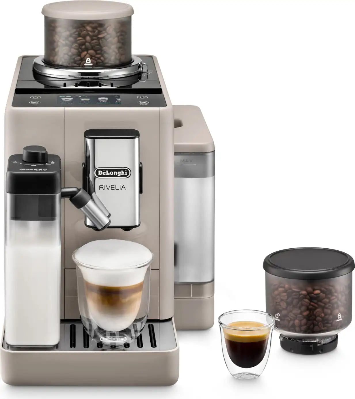 De Longhi Macchina Caffè Automatica con Macinatore e Montalatte Integrati colore Beige Rivelia - EXAM440.55.BG