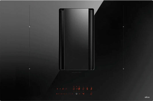 Elica NIKOLATESLA ALPHA BL/F/78 Suit Collection Piano cottura induzione con cappa integrata filtrante cm. 80 - vetro nero