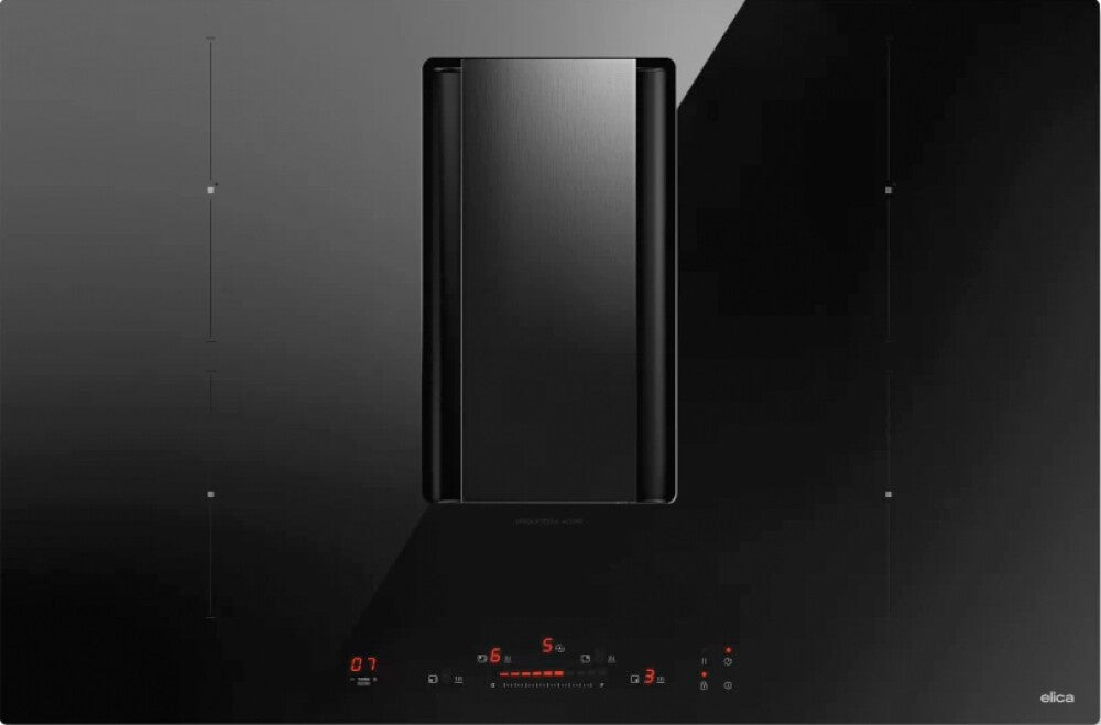 Elica NIKOLATESLA ALPHA B BL/A/78 Suit Collection Piano cottura induzione con cappa integrata cm. 78 - vetro nero